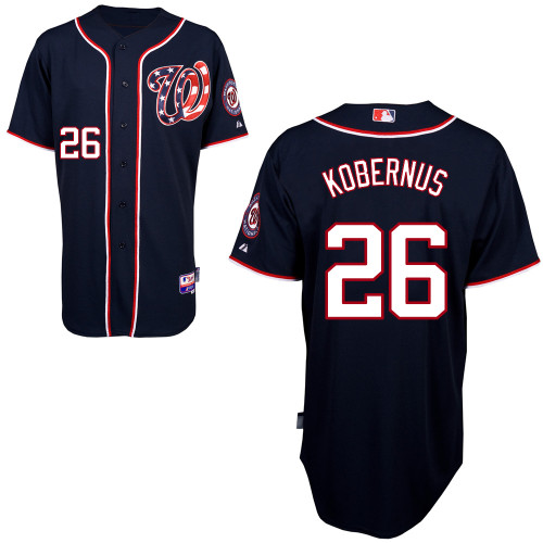 Jeff Kobernus #26 MLB Jersey-Washington Nationals Men's Authentic Alternate 2 Navy Blue Cool Base Baseball Jersey